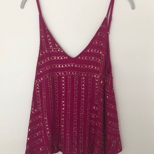 Free People Pink and Gold beaded Tank